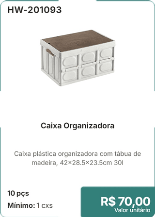 Caixa Organizadora 10 pçs R$ 70,00