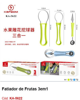 Fatiador de Frutas 3em1 R$ 7,2 PCS/cx: 144