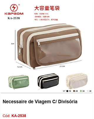 Necessaire de Viagem C/ Divisória R$ 11,7 PCS/Cx: 120