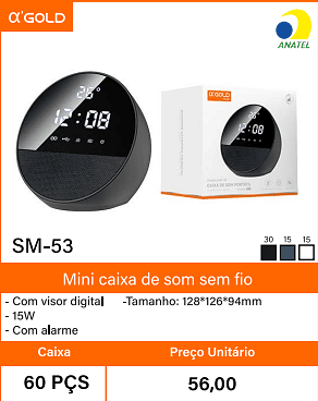 Mini caixa de som sem fio Caixa 60 PCS Preco Unitario 56,00