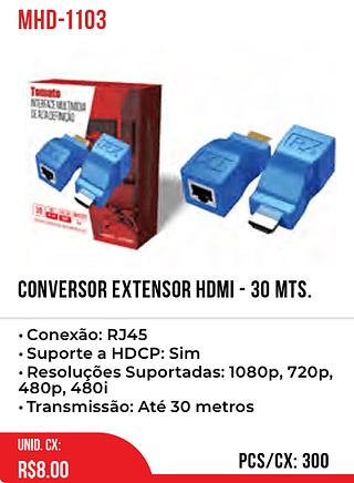 CONVERSOR EXTENSOR HDMI - 30 MTS 300pç=8$