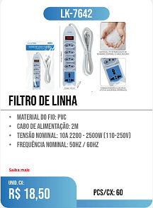 filtro de linha PCS/CX: 60 UNID. CX: r$ 18,50