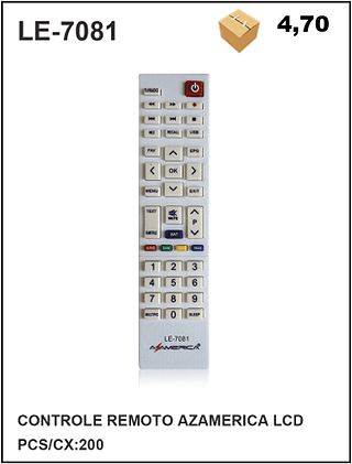 CONTROLE REMOTO AZAMERICA LCD 200pç=4,7$