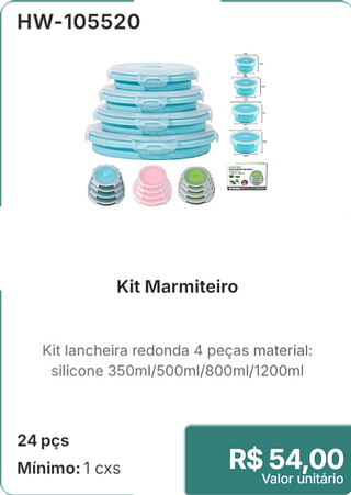 Kit Marmiteiro 24 pçs R$ 54.00