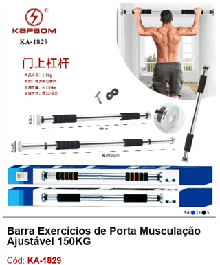 Barra Exercícios de Porta Musculação Ajustável 150KG R$ 34,2 PCS/CX: 20