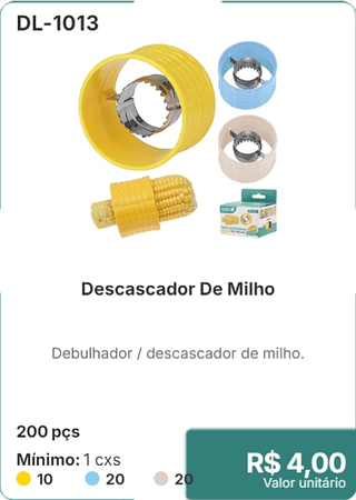 Descascador De Milho 200 pçs R$ 4.00