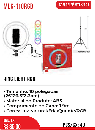 RING LIGHT RGB 40pç=35$