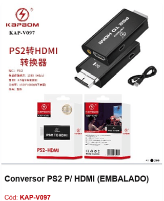 Conversor PS2 P/ HDMI R$ 12,6 PCS/Cx:200