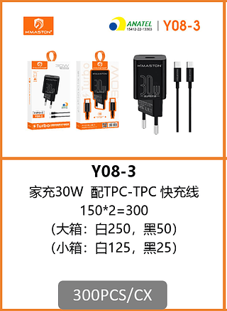 CARREGADOR TIPO C 300PCS/CX R$:15,64