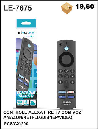 CONTROLE ALEXA FIRE TV COM VOZ AMAZON/NETFLIX/DISNEP/VIDEO 200PÇ=19,8$