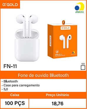 Fone de ouvido Bluetooth Caixa 100 PCS Preco Unitario 18,76