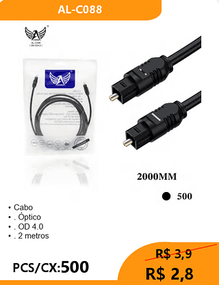 Cabo Óptico PCS/CX:500 R$ 2,8