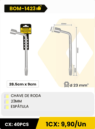 CHAVE DE RODA 23MM ESPÁTULA CX: 40PCS 1CX: 9,90/Un