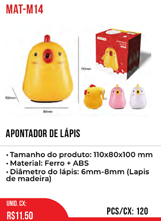 APONTADOR DE LÁPIS 120pç=11,5$