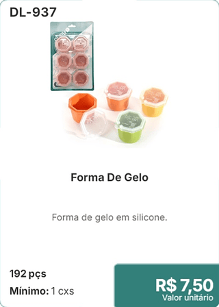 Forma De Gelo 192 pçs R$ 7,50