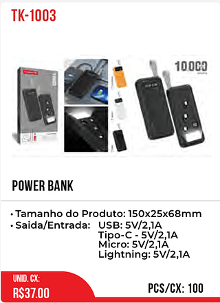 Power Bank 100pç=37$