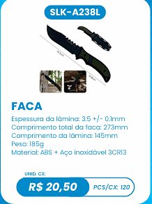 FACA UNID. CX: R$ 20,50 PCS/CX: 120