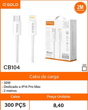 Cabo de carga 30W - Caixa 300 PCS Preco Unitario 8,40