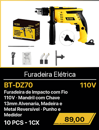 Furadeira Elétrica 110V 10PCS R$89,00