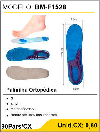 Palmilha Ortopédica 90Pars/CX Unid.CX: 9,80