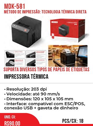 IMPRESSORA TÉRMICA 18pç=90$
