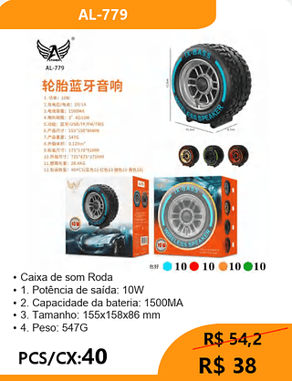 Caixa de som Roda PCS/CX:40 R$38