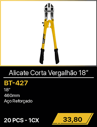 Alicate Corta Vergalhão 18” 20PCS R$33,80