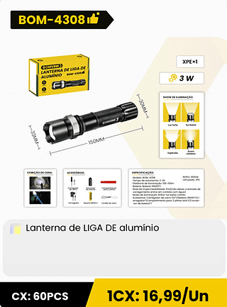 Lanterna de LIGA DE alumínio CX: 60PCS 1CX: 16,99/Un