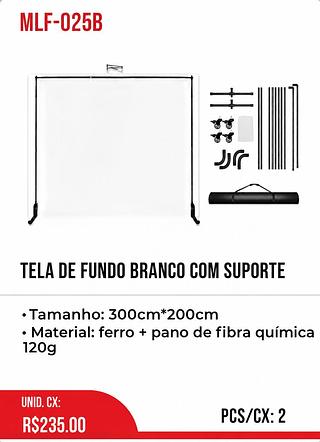 Tela De Fundo Branco Com Suporte 2pç=235$