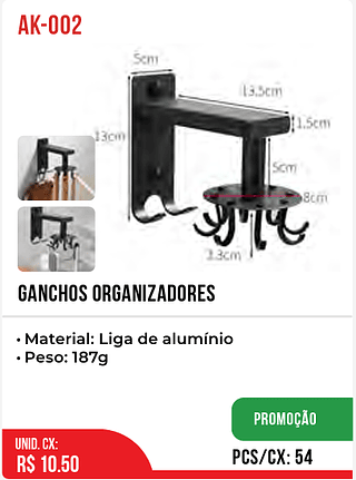 Ganchos Organizadores 54pç=10,5$