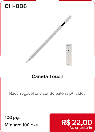 Caneta Touch 100 pçs R$ 22,00