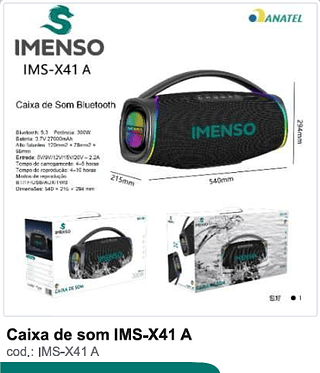 Caixa de som IMS-X41 A R$ 828 1PC/CX