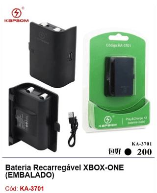 Bateria Recarregável XBOX-ONE R$ 10,8 PCS/Cx:200