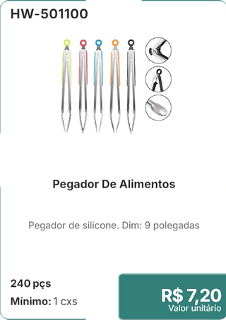 Pegador De Alimentos 240 pçs R$ 7,20