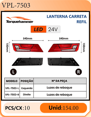LANTERNA CARRETA REFIL PCS/CX:10 Unid:154.00