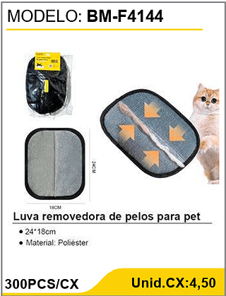 Luva removedora de pelos para pet 300PCS/CX Unid.CX:4,50