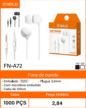 Fone de ouvido Caixa 1000 PCS Preco Unitario 2,84