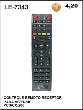CONTROLE REMOTO RECEPTOR PARA VIVENSIS 200pç=4,2$
