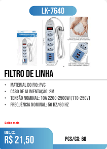 filtro de linha PCS/CX: 60 UNID. CX: r$ 21,50
