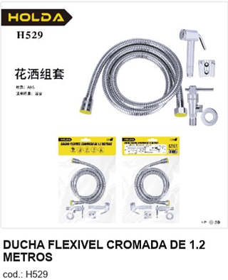 DUCHA FLEXIVEL CROMADA DE 1.2 METROS R$ 25,2 PC/CX:50