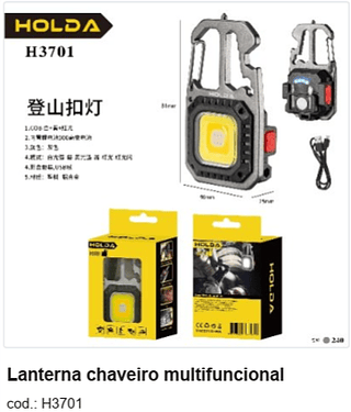 Lanterna chaveiro multifuncional R$ 11,25 PC/CX:240