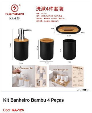 Kit Banheiro Bambu 4 Peças R$ 35,1 PCS/CX: 24
