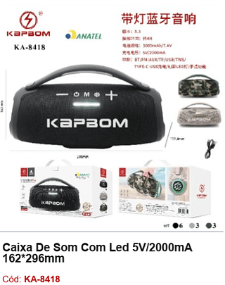 Caixa De Som Com Led 5V/2000mA R$166,5 PCS/CX:12