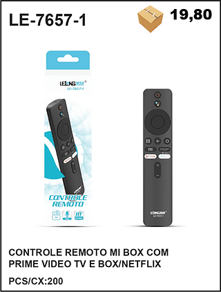 CONTROLE REMOTO MI BOX COM PRIME VIDEO TV E BOX/NETFLIX 200PÇ=19,8$