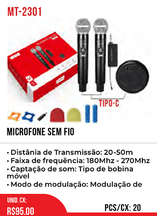 MICROFONE SEM FIO 20pç=95$