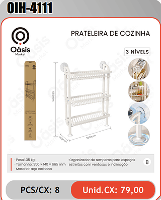 PRATELEIRA DE COZINHA PCS/CX: 8 Unid.CX: 79,00