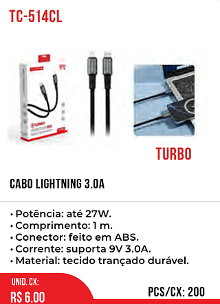 Cabo Lightning 3.0A 200pç=6$