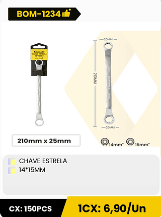 CHAVE ESTRELA 14*15MM CX: 150PCS 1CX: 6,90/Un