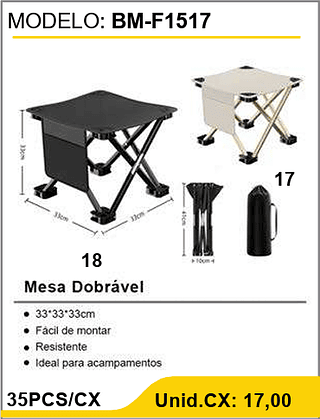 Mesa Dobrável 35PCS/CX Unid.CX: 17,00
