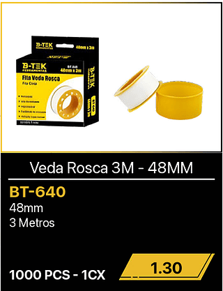 Veda Rosca 3M - 48MM 1000PCS R$1.30